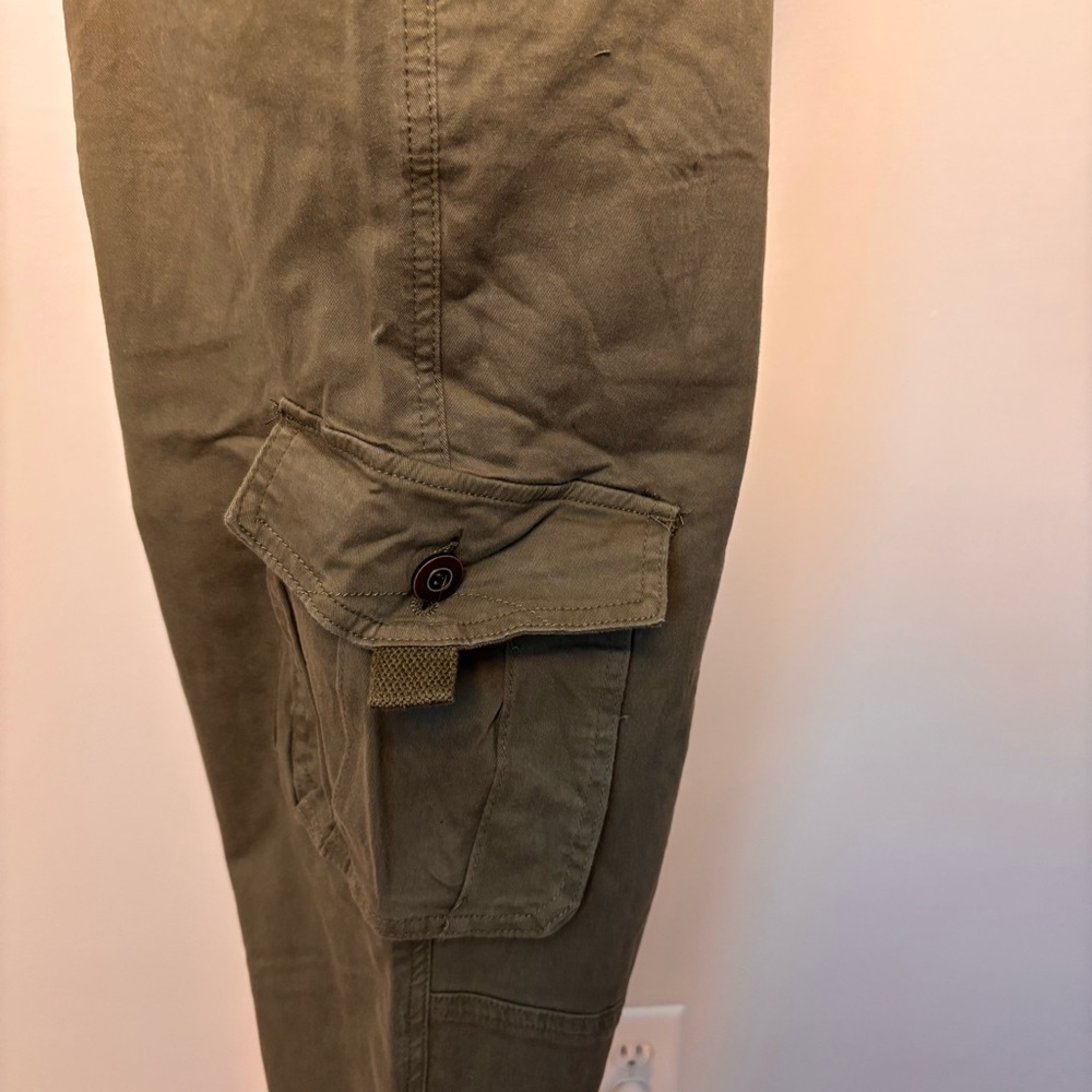 Easel Womens Olive Cargo Pants Elastic Hem With Suspenders Size Medium - Picture 9 of 12
